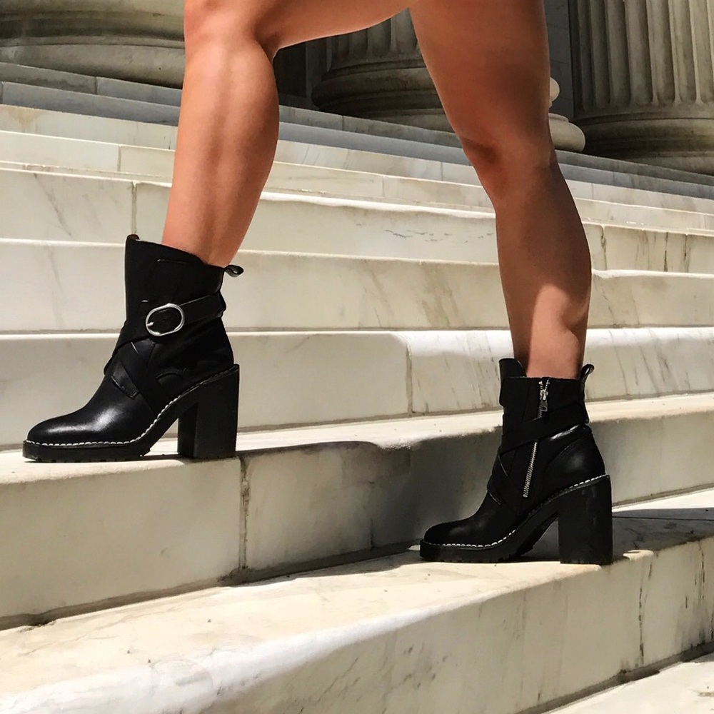All saints black leather boots